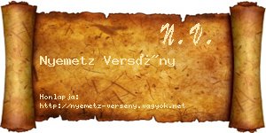 Nyemetz Versény névjegykártya